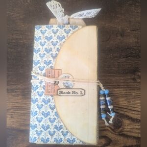 🌻Floral Rustic Junk Journal- Handmade- Quotes/ Cottagecore- Blue & Cream